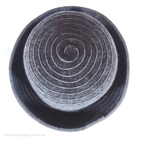 Womens Bowler Hat Ribbed Gray Wool Rolled Brim - Picture 5 of 7